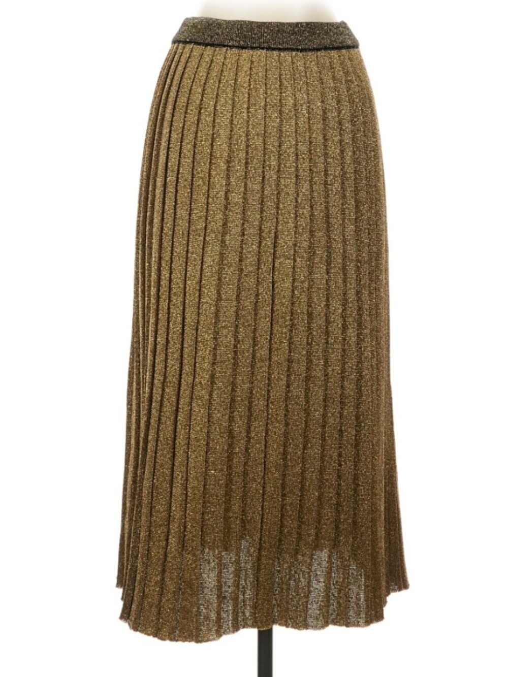 Tory Burch Gold Pleated Midi Skirt